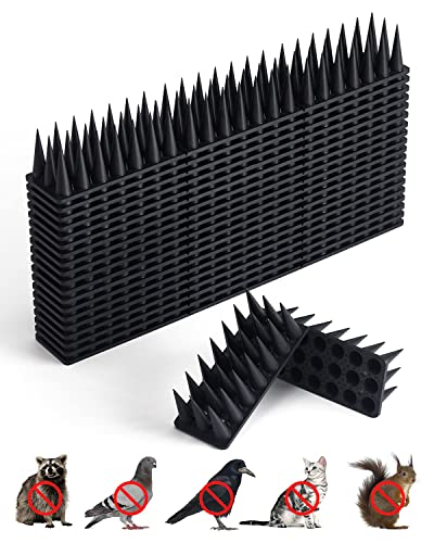 BORHOOD Bird Spikes, 20 Pack Bird Deterrent Spikes Outdoor for Pigeons and Other Small Birds Squirrel Cat Raccoon Spikes for Outside-Black