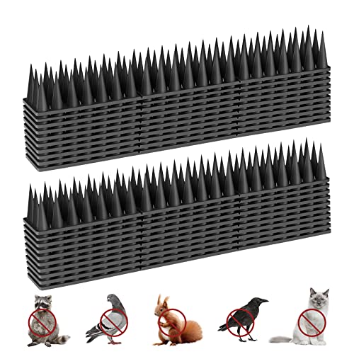 Bird Spikes, Plastic Bird Deterrent Spikes for Pigeons and Other Small Birds, Anti Bird Spikes for Outside to Keep Birds Away,Use for Outdoor Roof and Railing (20 Pack) (Black)