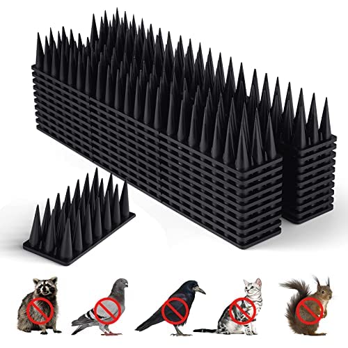 BORHOOD Bird Spikes, 20 Pack Bird Deterrent Spikes for Small Birds Pigeon Raccoon Squirrel Crow Bird Defender Spikes for Outside to Keep Birds Away, Plastic Fence Spikes for Roof and Railing Black