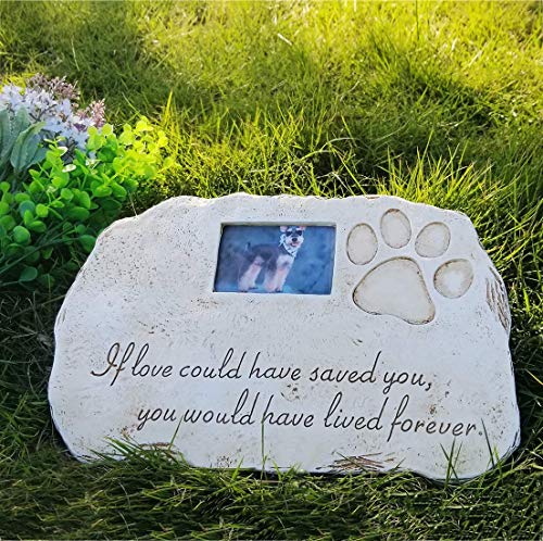 Re-Call Pet Tombstone Dog or Cat Memorial Stone Personalized with Waterproof Photo Dog or Cat Grave Markers in Lawn and Garden