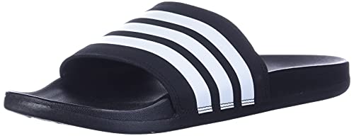 adidas Women's Adilette Comfort Slides Sandal, Black/White/Black, 6