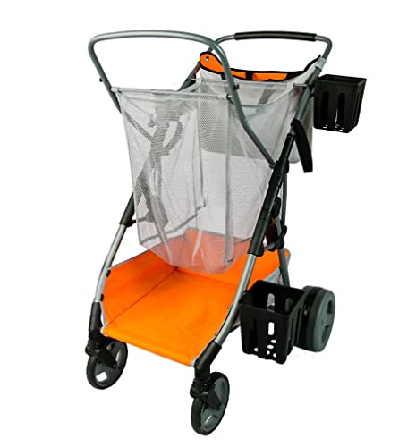 Strolee Large Wheeled Collapsible Beach Cart for Soft Sand, Fishing, Camping & Garden- Lightweight Rust-Free Aluminum Frame- Removable Personal Item Storage, X-L Capacity & Cooler Rack Westerly Sunset