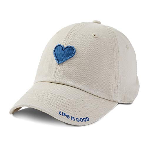 Life is Good Adult Chill Cap Baseball Hat for Men and Women, Cotton, Adjustable Back, Heart Bone, One Size Beige