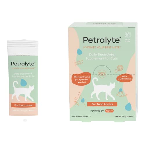 Petralyte Cat Hydration Electrolyte and Cat Joint Supplement | Glucosamine, Chondroitin & MSM for Immunity and Mobility with L-Glutamine, Taurine, Lysine & Prebiotics | for Tuna Lovers | 16 Packets