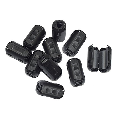 Topnisus [Pack of 10] Clip-on Ferrite Core Ring Bead Anti-Interference High-Frequency Filter RFI EMI Noise Suppressor Cable Clip (7mm Inner Diameter)