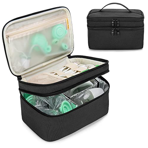 BAFASO Wearable Breast Pump Bag Compatible with Willow and Elvie Breast Pump or Momcozy S12 Pro, Carrying Case for Wearable Breast Pump and Extra Parts, Black