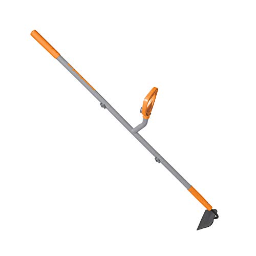 ERGIESHOVEL ERG-GHOE625 Steel Impact Resistant Garden Hoe w/ 6.25 in Shank Pattern Blade, 12 Gauge, 54-Inch Shaft, w/Patented Ergonomic Second Handle, Gray/Orange