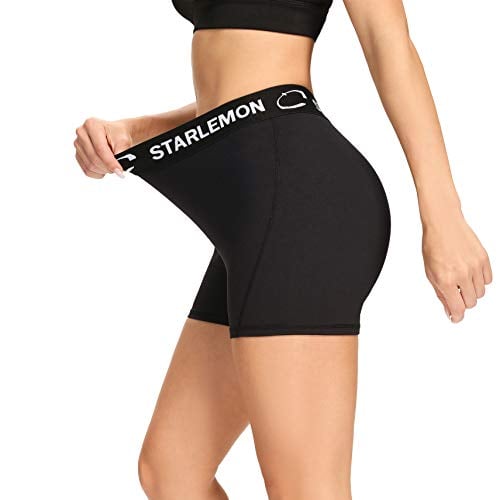 Starlemon Women's Compression Volleyball Shorts 3"/7" Spandex Workout Pro Shorts for Women (Medium, 3" Black)