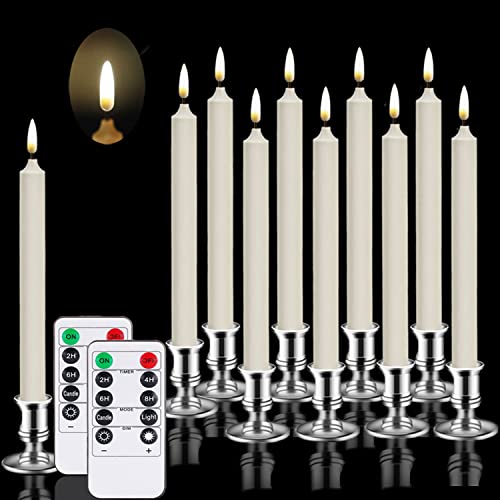 Kiexung Window Candle - Flameless Candle Battery Powered Candle 12 Pcs Flame Simulation 3D Wick Remote Control Candle Lights.