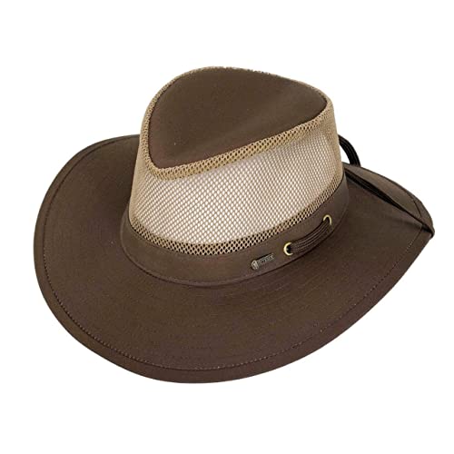 Outback Trading Men's 14726 River Guide II Canvas Breathable Moisture Wicking UPF 50 Outdoor Hat with 4" Mesh Crown, Dark Brown, Large