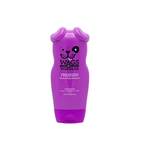 Wags & Wiggles Freshen Deodorizing Dog Shampoo in Very Berry Scent | Dog Grooming Shampoo For Smelly Dogs for Odor Control | Shampoo for Dogs, 16 Ounces