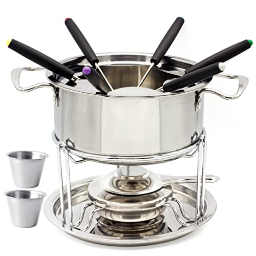 Stainless Steel Fondue Pot Inox Set WZH 13-set Fuel Fondue, Temperature Controllable, Chocolate Cheese