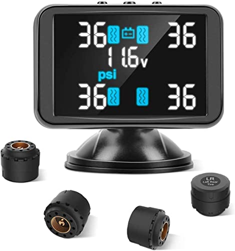 Tymate TPMS Tire Pressure Monitoring System - Large Colorful Screen TPMS, 4 Alert Modes with 4 Advanced External TPMS Sensors, Real-time Detection Tire Pressure&Temperature (0-87 PSI)