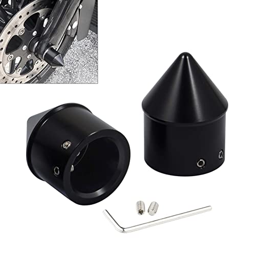 Benlari Black Front Axle Nut Covers Spike Axle Caps Compatible for Harley Touring Softail Sportster Dyna Street Glide Road King Road Glide Electra Glide Iron 883 2008-2023