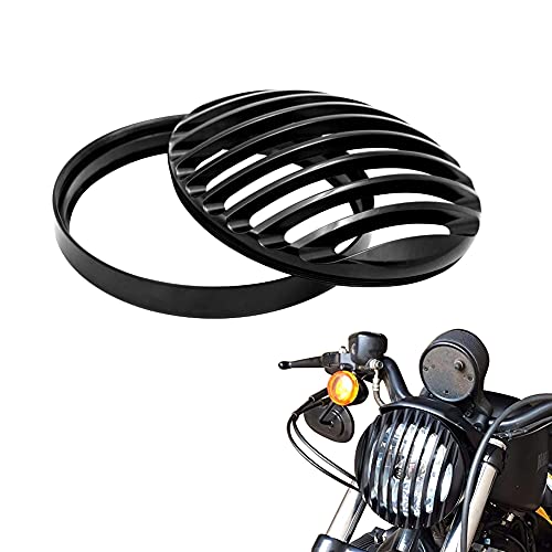 Alpha Rider Black Aluminum Headlight Grill Cover 5 3/4 Inch for Sportster Roadster XL1200R XL883 883 Custom XL883C/XL1200C Low XL883L/XL1200L Iron 883 XL883N