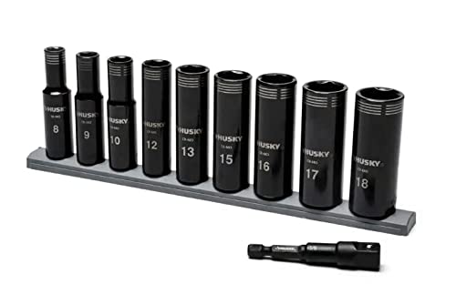 Studderz Husky Tool Set - Thin Wall Deep Impact Socket Set MM (10-Piece) - 3/8 in. Drive (305713511)