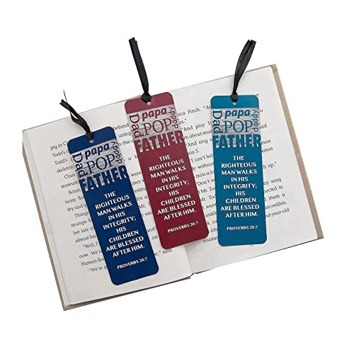 96 Count Fathers Day Dad Bible Verse Ribbon Bookmarks Proverbs 20:7, The Righteous Man Walks in His Integrity, His Children are Blessed After Him