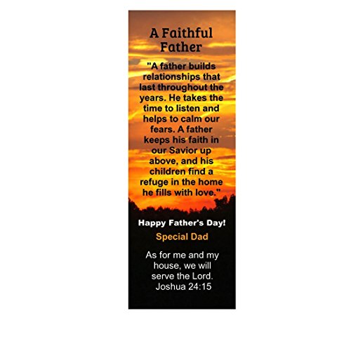 Happy Father's Day Faithful Father Special Dad Fathers Day Gift from Church Premium Made in USA Christian Bible Verse Joshua 24 15 Bookmarks Bulk (50 Pack)