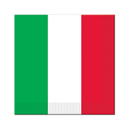 Beistle 16 Piece Disposable Paper Italian Flag Lunch Napkins Fiesta Tableware Christmas Party Supplies, 6.5", Red, White, Green