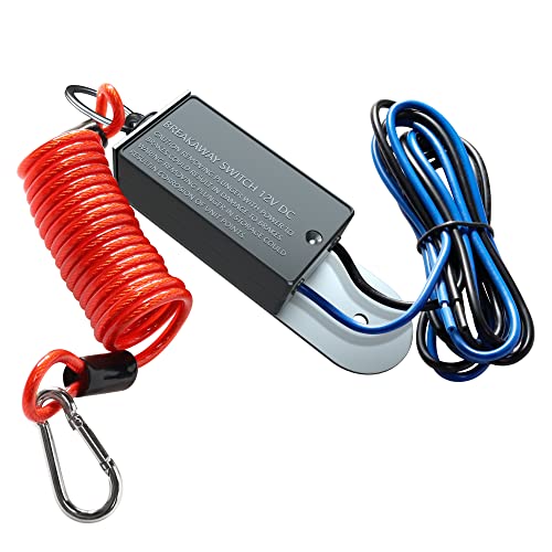 bestune Trailer Breakaway Switch with 4 Ft Breakaway Coiled Cable - Electric Brake Switch for RV/Camper Towing Trailer