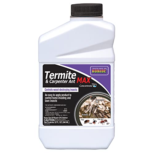 Bonide Termite & Carpenter Ant MAX, 32 oz Concentrate For Outdoor Home, Lawn & Garden Use, Kills Termites, Fleas, Ticks & More White