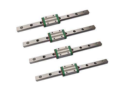 Mssoomm Miniature Linear Sliding Guideway Rail 4Pcs MGN12 MR12 5.91 inch / 150mm + 4Pcs MGN12-H Type Linear Slider Carriage Block for CNC Machine