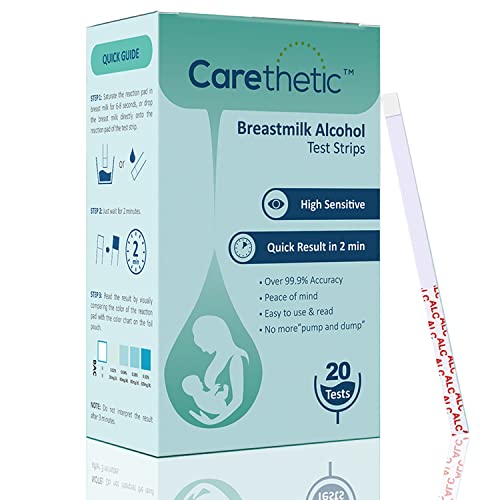 Carethetic Breastmilk Alcohol Test Strips, Quick & Highly Sensitive Alcohol Detection with Accurate Results at Home - Individually Sealed Pack, Results in 2 Min (20-Pack)