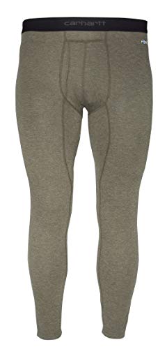 Carhartt mens Force Midweight Thermal Pant Base Layer Bottom, Burnt Olive Heather, Medium US