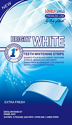 Lovely Smile Teeth Whitening Strips - 28 Express White Strips - White Teeth in 1 Hour - No Slip and No Sensitivity - Enamel Safe Dental Whitener Kit by Ray of Smile