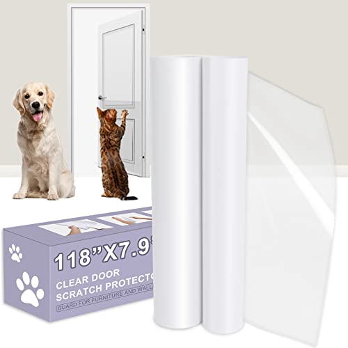 Door Scratch Protector, 118" x 7.9" Anti-Scratch Guard for Furniture and Wall, Door Scratch Shield for Dog and Cat Clawing, Scratching and Damaging