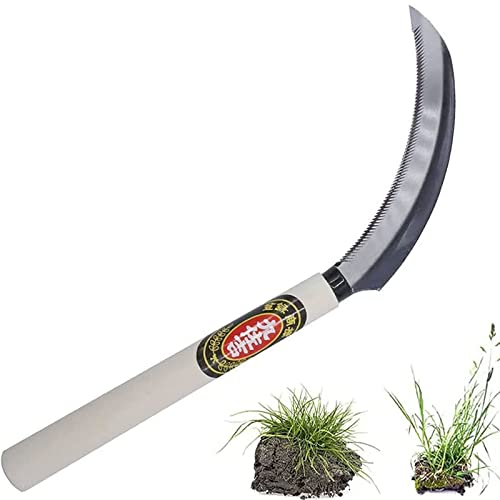 Elegital Kana Hoe 217 Japanese Garden Tool - Hand Hoe/Sickle is Perfect for Weeding and Cultivating. The Blade Edge is Very Sharp., Beige-a,