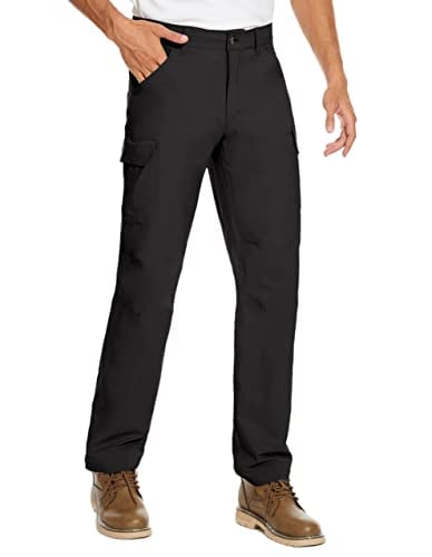 PULI Black Cargo Pants Men Waterproof Hiking Lightweight Work Quick Drying Stretch Outdoor Travle Pants Black 34