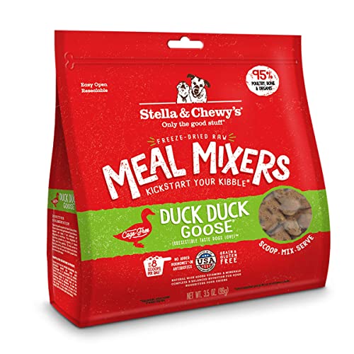 Stella & Chewys Freeze Dried Raw Duck Duck Goose Meal Mixer  Dog Food Topper for Small & Large Breeds  Grain Free, Protein Rich Recipe  3.5 oz Bag