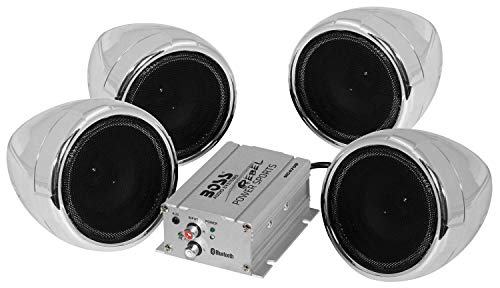 BOSS Audio Systems MC470B Motorcycle Bluetooth Speaker System - Class D Compact Amplifier, 3 Inch Weatherproof Speakers, Volume Control, Great for Use With ATVs and 12 Volt Vehicles