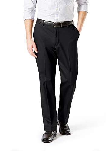 DOCKERS Men's Classic Fit Signature Khaki Lux Cotton Stretch Pants, Black, 38W x 32L