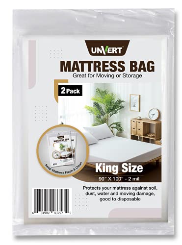 King Mattress Bag Cover for Moving or Storage, Heavy Duty 2 Mil (90" x 100") - Made in USA - Mattress Bed Plastic Protector for Moving, Long-Term Storage, and Disposal