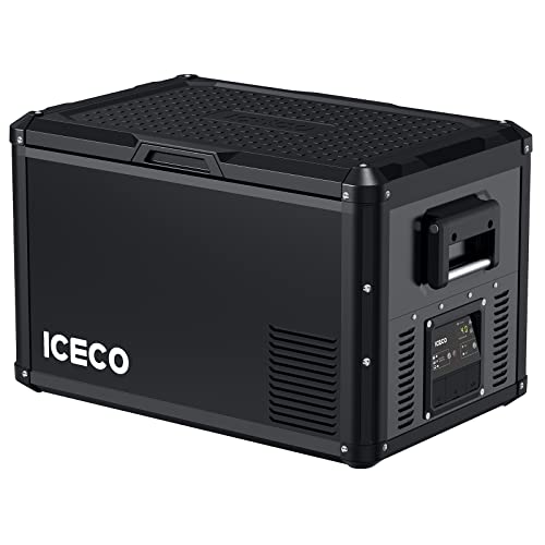 ICECO VL60 ProS Portable Refrigerator, Multi-directional Lid, Dual USB & DC 12/24V, AC 110-240V, 60L Steel Compact Refrigerator Powered by SECOP, 0 to 50, Home & Car Use [Upgrade, 63 Quarts]