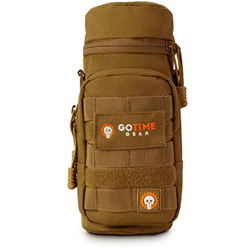 Go Time Gear Exo-Tek H2O MOLLE Water Bottle Pouch Hydration Carrier  Use as MOLLE Water Bottle Holder, Water Pouch, Hydration Canteen Pouch - Fits up to 40 oz Wide Mouth Bottles (Coyote Brown)
