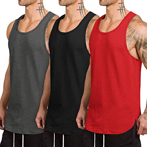 COOFANDY Men's 3 Pack Quick Dry Workout Tank Top Gym Muscle Tee Fitness Bodybuilding Sleeveless T Shirt