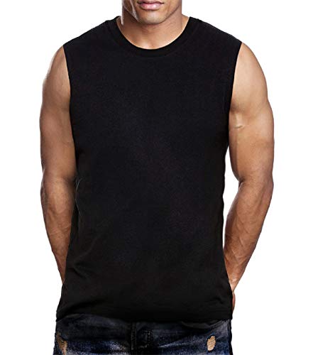 Zeratova Mens Muscle Sleeveless Tank Top Athletic Training Shirt  100% Cotton (L, Black)
