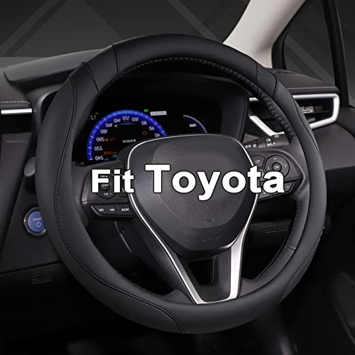 West Llama Customized Auto Car Steering Wheel Cover for Toyota Tacoma,4Runner,Tundra,Sequoia,15.5-16 inch (Black-Large Size)