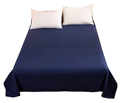 icyfall Queen Size 1 Piece Single Flat Sheet Only Sold Separately Top Sheet for Bed Brushed Microfiber Wrinkle-Free,Shrinkage&Fade Resistant Hotel Quality(Navy, Queen)