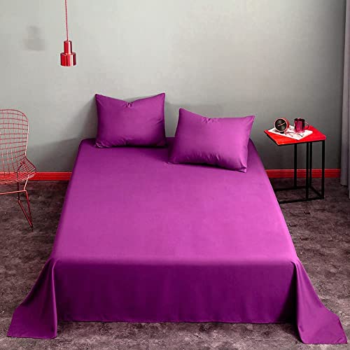 Microfiber Queen Bedding Flat Sheet, Ultra Soft and Wrinkle, Fade, Stain Resistant Top Sheet (Purple, Queen)