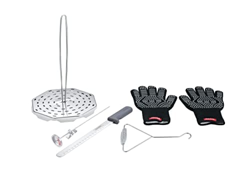CONCORD 6 Piece Stainless Steel Turkey Fryer Kit. Frying Accessories Includes: Rack, Lifter, Thermometer, Gloves, and Turkey Slicer Knife