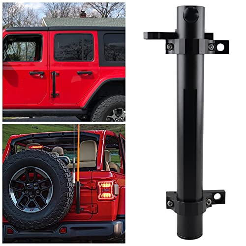 for Jeep Flag Mount- Flagpole Holder Bracket J/eep Flag Mount and Pole Tail Gate Flagpole Mount with CB Antenna Base Compatible with Jeep Wrangler JK JKU JL&Unlimited (08-22 JL)