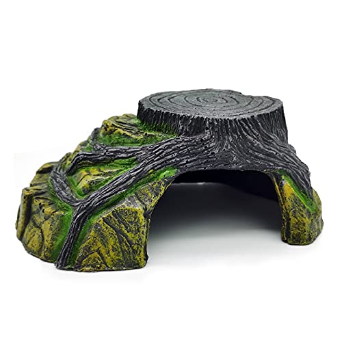 Hamiledyi Reptile Hideout Cave,Resin Simulation Rock Hideout Terrarium Habitat Decortion for Lizards Geckos Chameleons Frogs Turtles Snakes