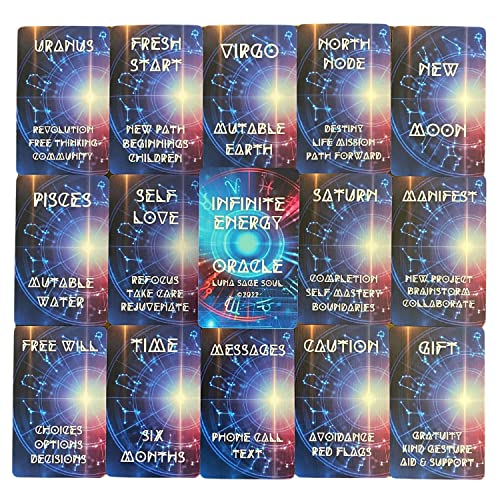 Infinite Energy Oracle Deck, Tarot Clarifiers, Planets, Zodiac, Time, 88 Medium Size Cards w/Velvet Bag, Spiritual Gifts, Fortune Telling
