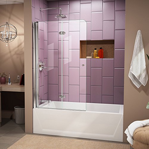 DreamLine Aqua Fold 36 in. W x 58 in. H Frameless Bi-Fold Tub Door in Chrome, SHDR-3636580-01