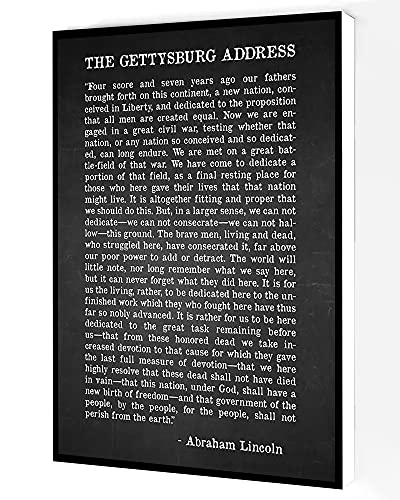 The Gettysburg Address Quote Canvas Wall Art,Abraham Lincoln Quotes Print,Abraham Lincoln Speech Poster Modern Artwork Painting For Living Room Office Home Decoration 12''x16'' Framed