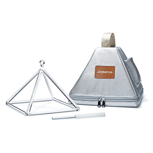 Joysense Clear Quartz Crystal Singing Pyramid 8 inch With Crystal Singing Bowl Striker and Carrying Case